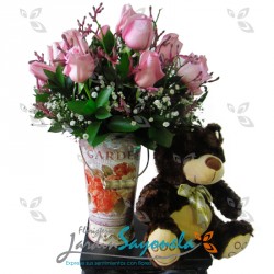 Rosas con peluche