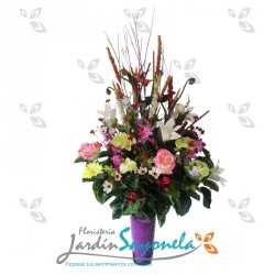 Arreglo mixto de flores artificiales en seda