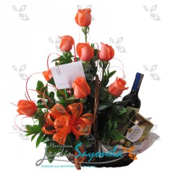 Rosas y vino y chocolates