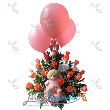 24 rosas peluche y bombas